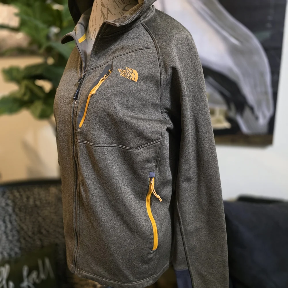 The North Face Men's Gray Jacket with Orange Accents